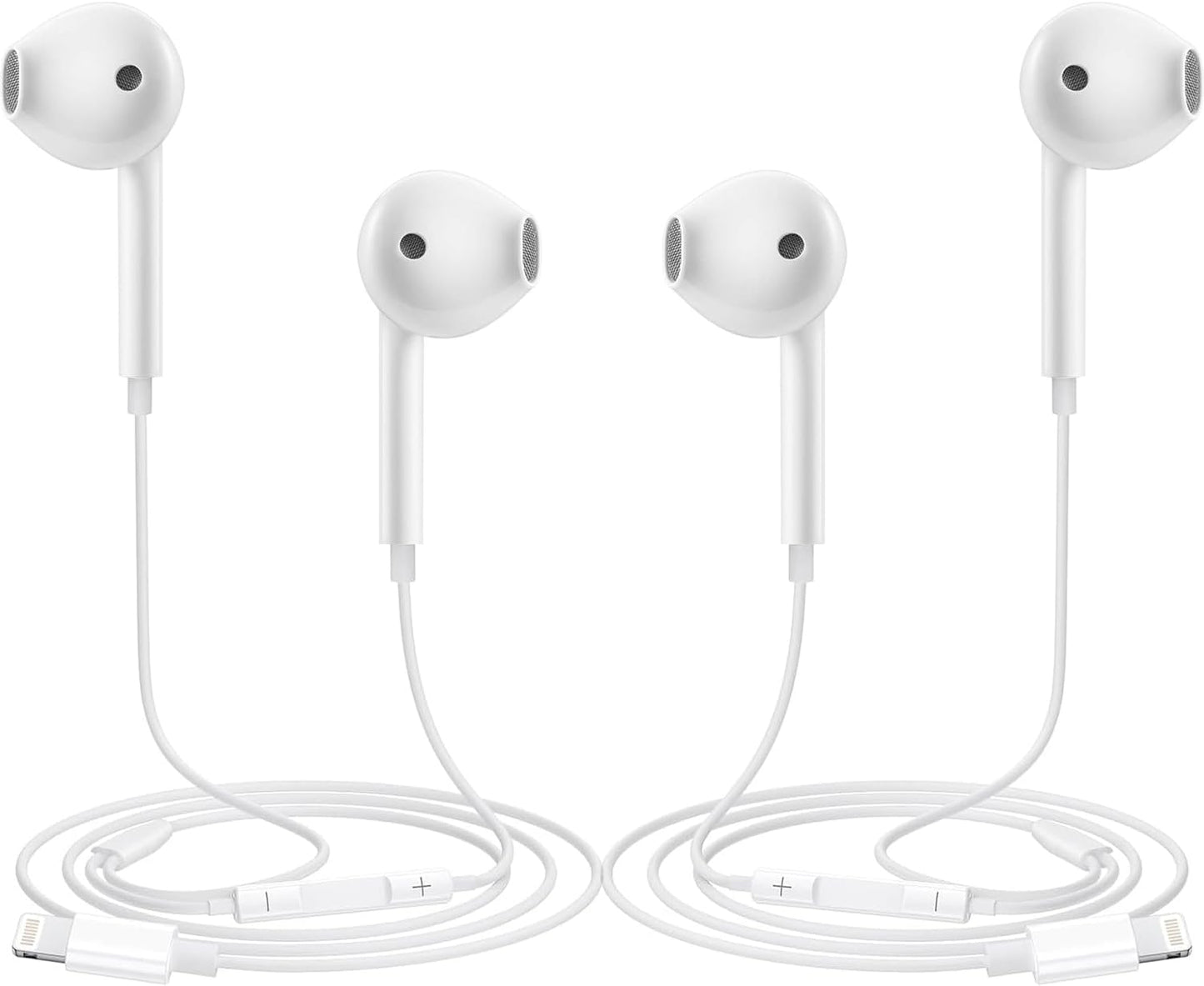 Official Certified 2Pack Wired Earphones for iPhone - Mic & Volume Control - All iOS Support
