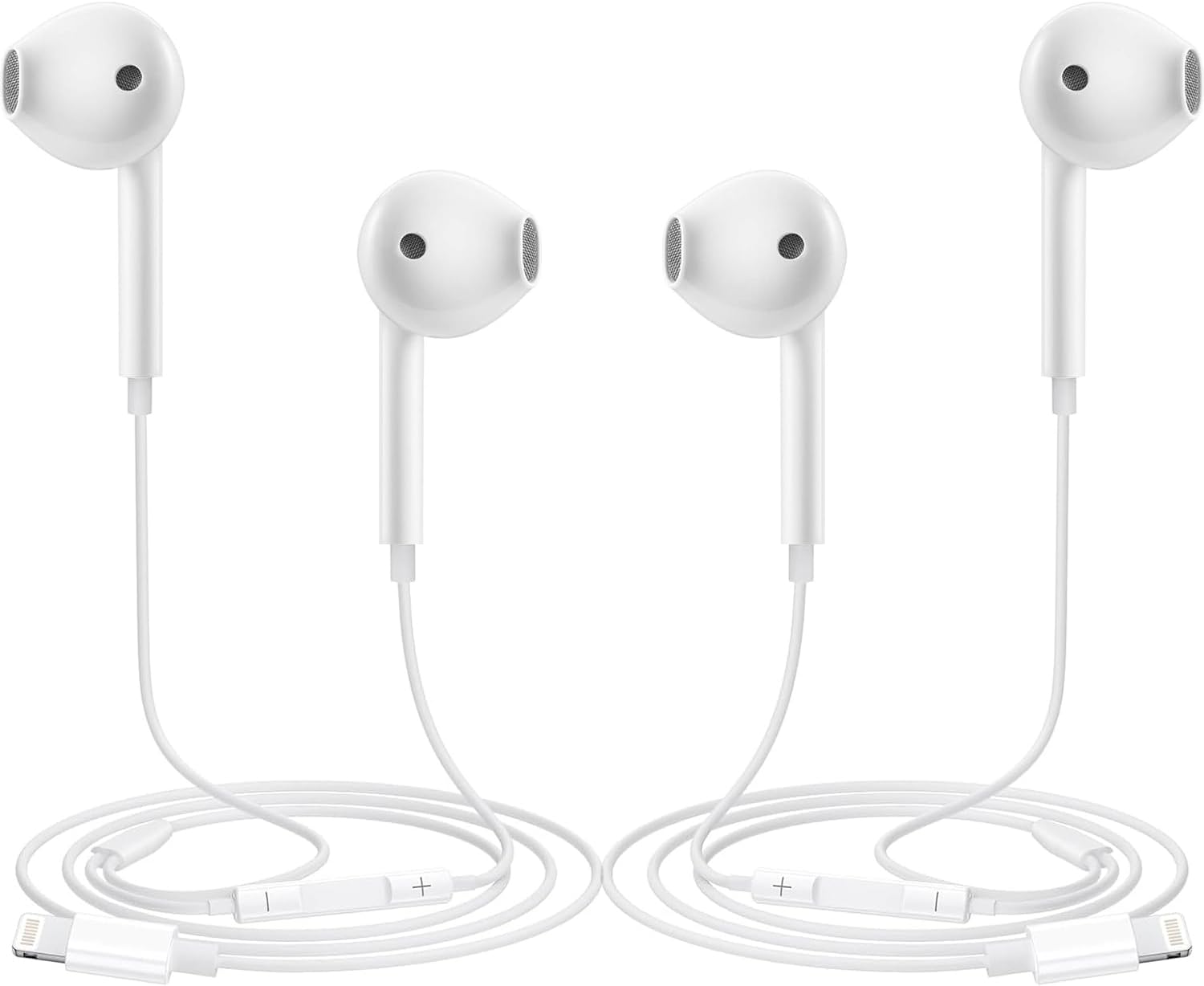 Official Certified 2Pack Wired Earphones for iPhone - Mic & Volume Control - All iOS Support