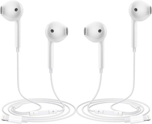 Official Certified 2Pack Wired Earphones for iPhone - Mic & Volume Control - All iOS Support