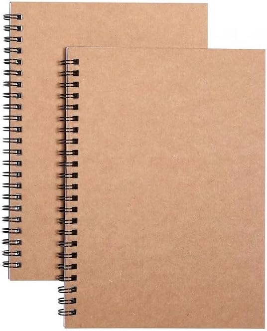 SYSDTTD 2-Pack Blank Spiral Notebooks - 100 Pages - 8 x 5.7