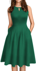 Sureple Women's Retro Sleeveless Swing Casual Work Summer (Style 2SWF)