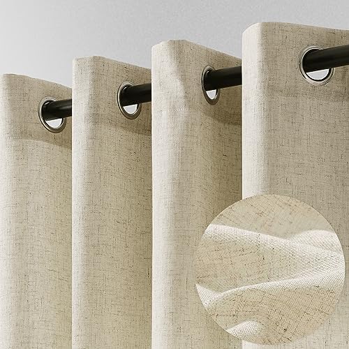 Beige Linen Curtains 96 Inches Long for Light Filtering Elegance