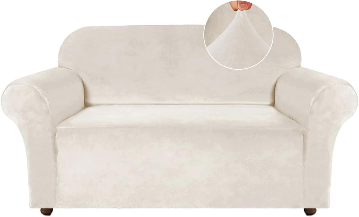 Turquoize Loveseat Covers Stretch Velvet Couch Covers for 2 Cushion