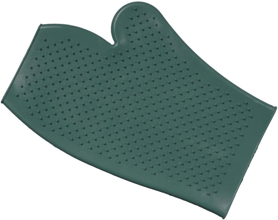 Tough 1 Hunter Green Rubber Grooming Gloves - Gentle & Effective