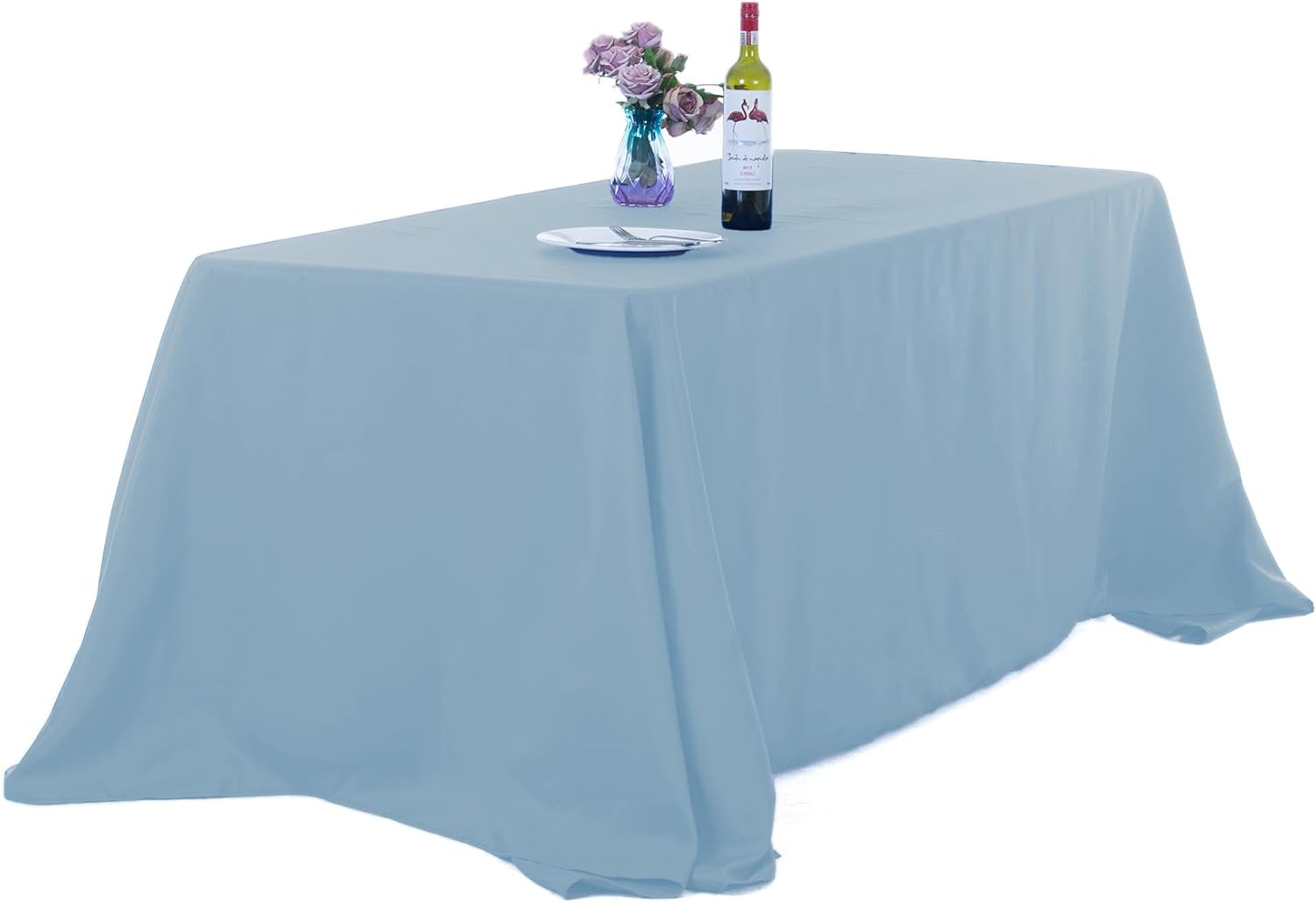 Ascoza 2pack 90x156 Inch Blue Mist Tablecloth for Events