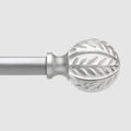 Silver Curtain Rods for Windows 66 to 120 in - Rustic Leaf Finials