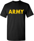 Black Army Short Sleeve T-Shirt with Gold Print - Military Style Fit