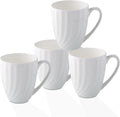 Fine Bone China White Coffee Mugs Set of 4 for Elegant Sips