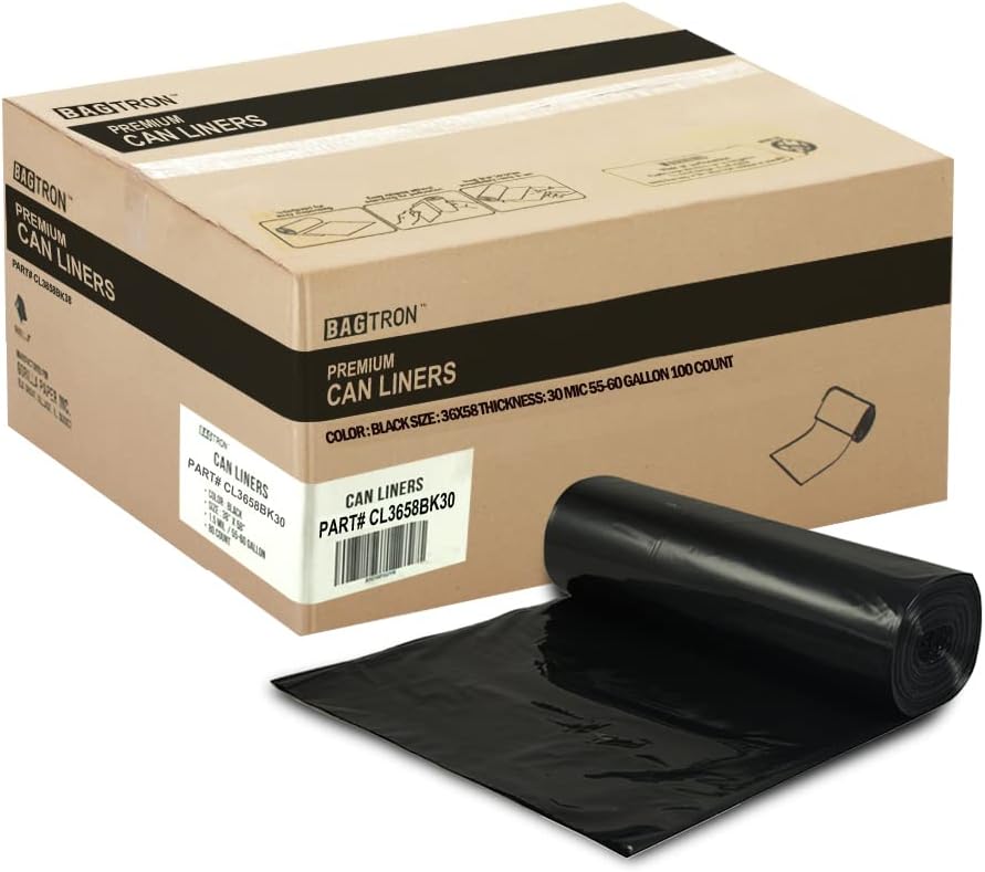 55-60 Gallon Trash Bags - Heavy Duty LDPE Garbage Can Liners