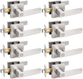 Probrico 8 Pack Brushed Nickel Privacy Door Levers - Modern Square