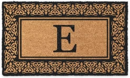 Black Blooming Hearts Monogrammed Coco Doormat for Double Doors