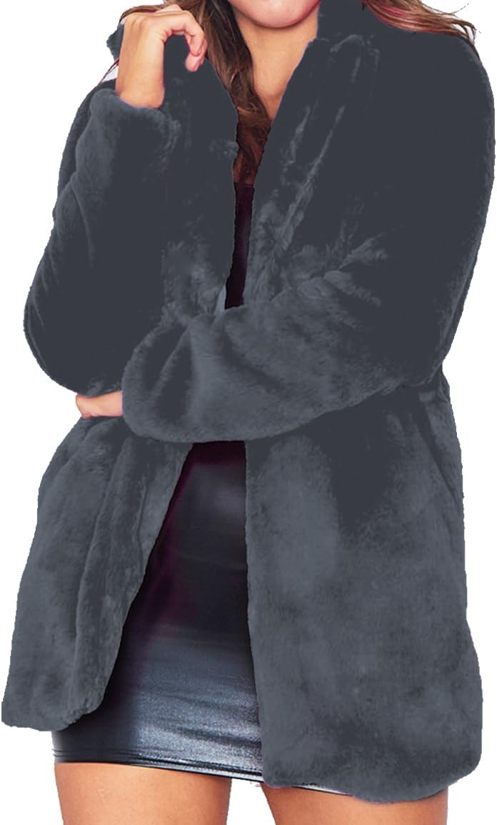 TOPONSKY Womens Winter Warm Faux Fur Lapel Coat for Style