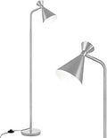 Floor Lamp for Living Room - Adjustable Metal Heads, Minimalist Silver