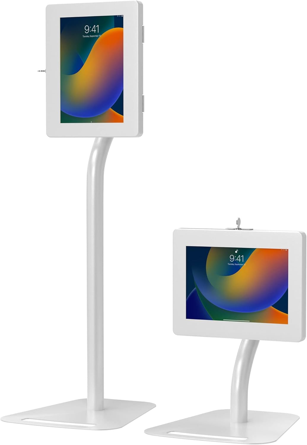 Anti-Theft Height Adjustable Kiosk Stand for Tablets - White