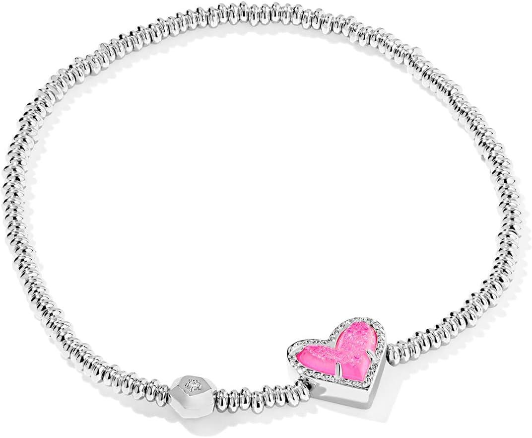 Kendra Scott Ari Heart Stretch Bracelet for Women in Hot Pink