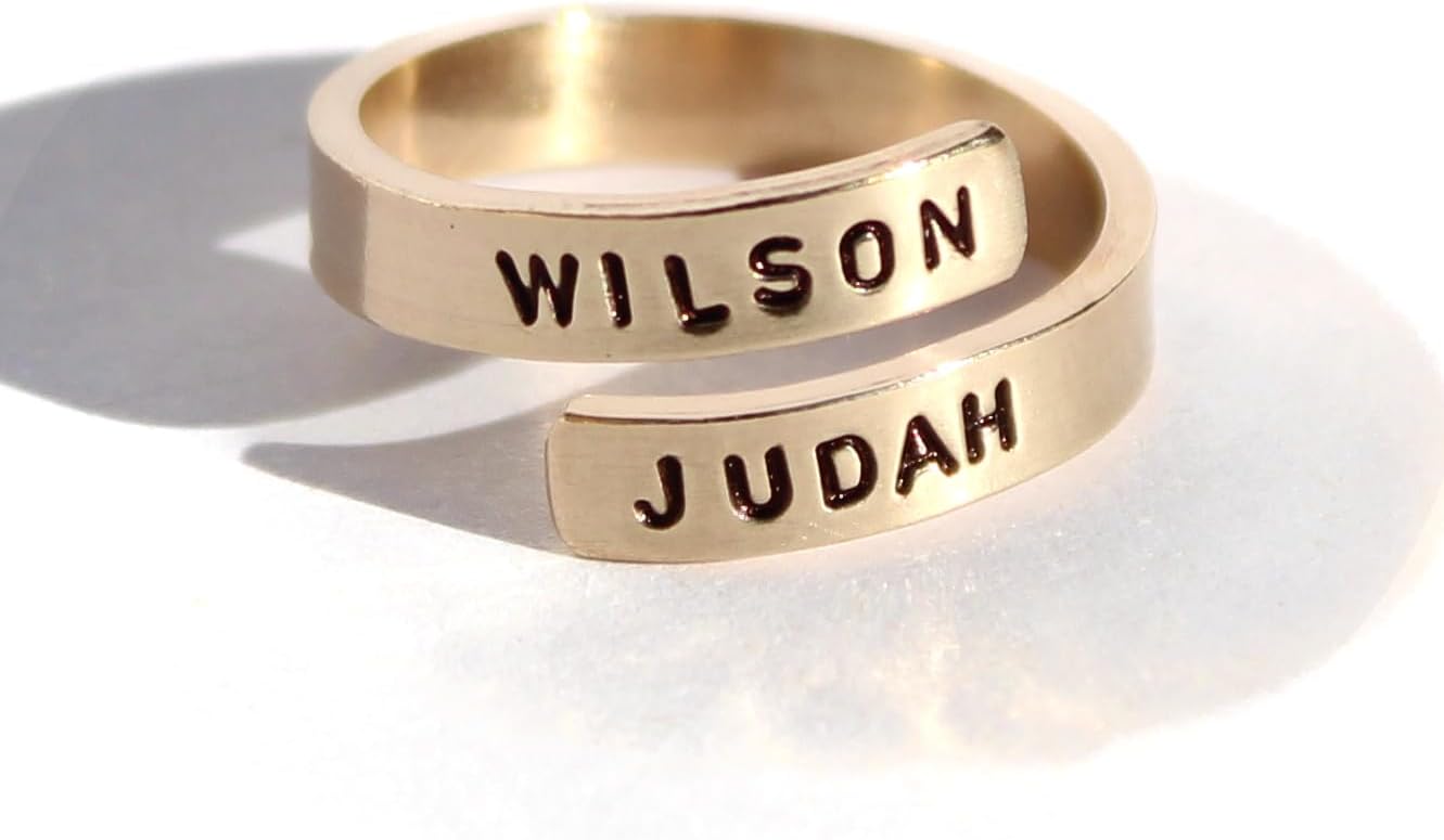 Twist Stacking Solid Sterling Silver and Gold Personalized Ring