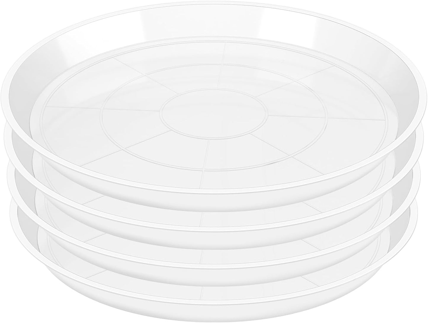4 Pack Clear Plant Saucer for Pots - Durable Drip Catcher Trays
