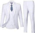Mens Slim Fit 3 Piece Suit Set for Wedding and Business - Solid Two