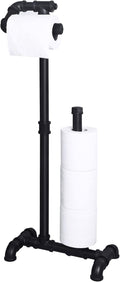 Free Standing Industrial Pipe Toilet Paper Holder - Rustic Matte Black