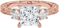 3 Stone Princess Cut Moissanite Engagement Ring for Women - Colorless