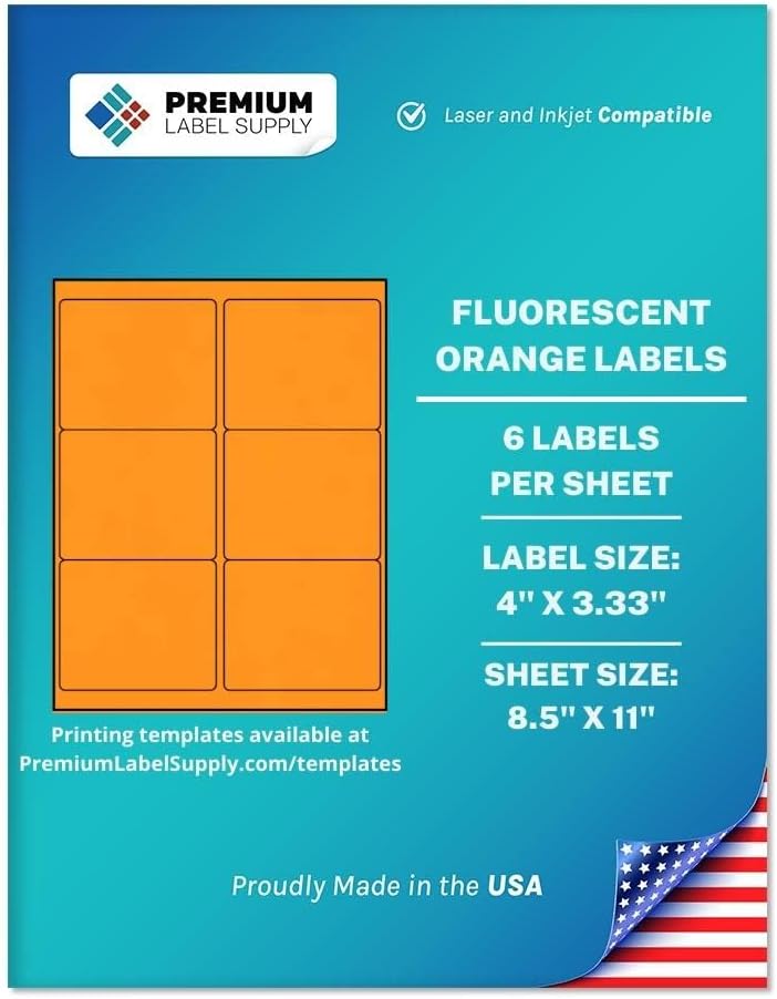 Premium Label Supply Bright Neon Fluorescent Stickers 600 Labels