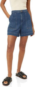 PLNOTME Womens Casual High Waisted Denim Shorts - Comfortable Fit
