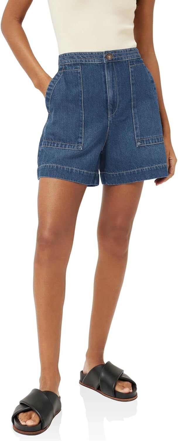 Womens Casual High Waisted Denim Shorts with Pockets for Summer
