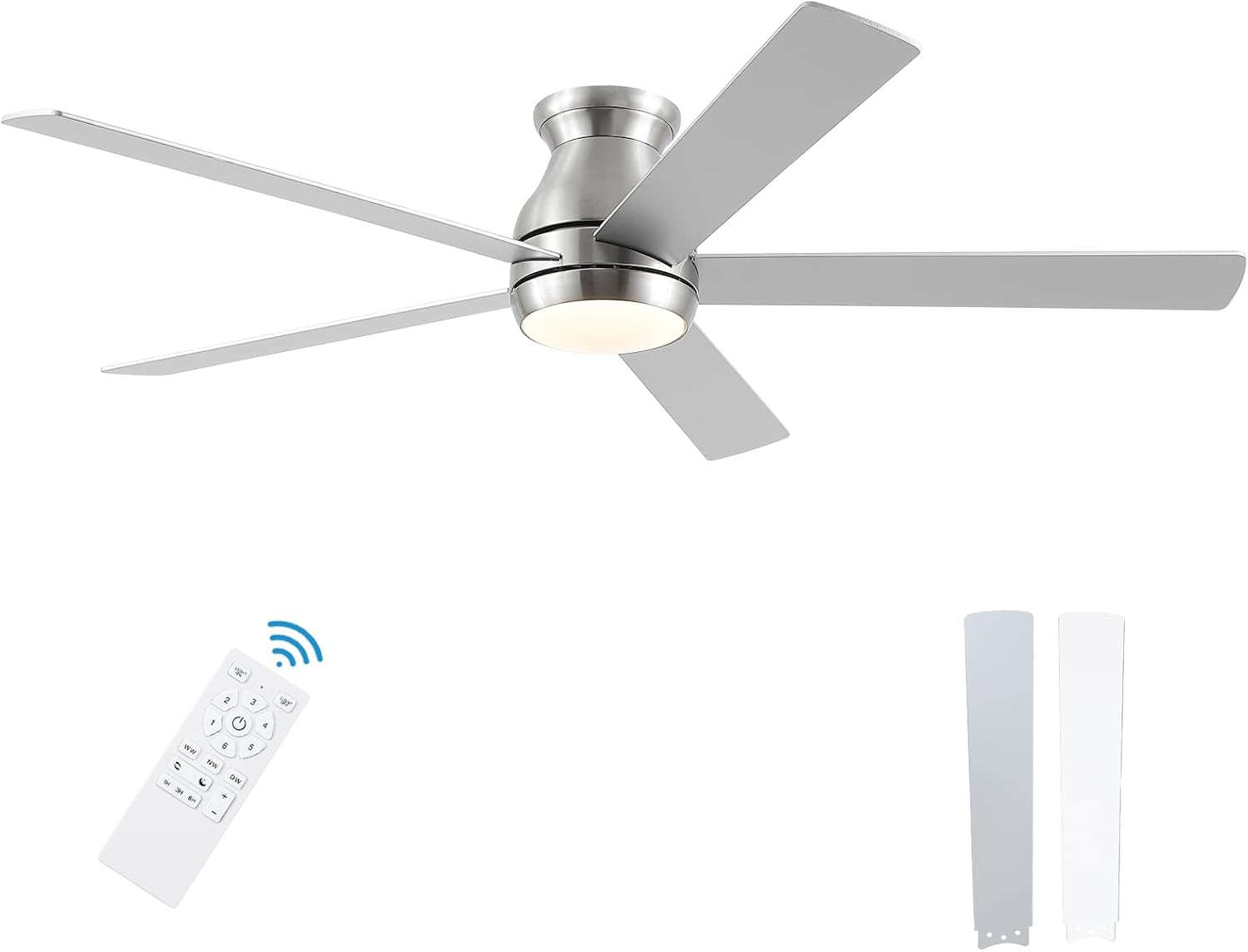 60 Inch Brushed Nickel Ceiling Fan with Lights and Remote Control