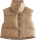 KEOMUD Women's Winter Crop Vest Lightweight Padded Gilet - Cozy Fit