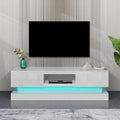 High Gloss LED TV Stand - 16 Color LEDs - White - Qiyom
