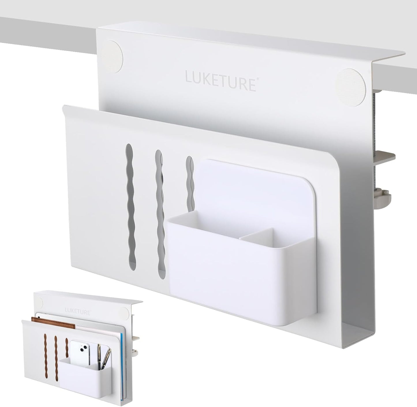 LUKETURE Clamp-On Laptop Mount: Space-Saving Desk Organizer