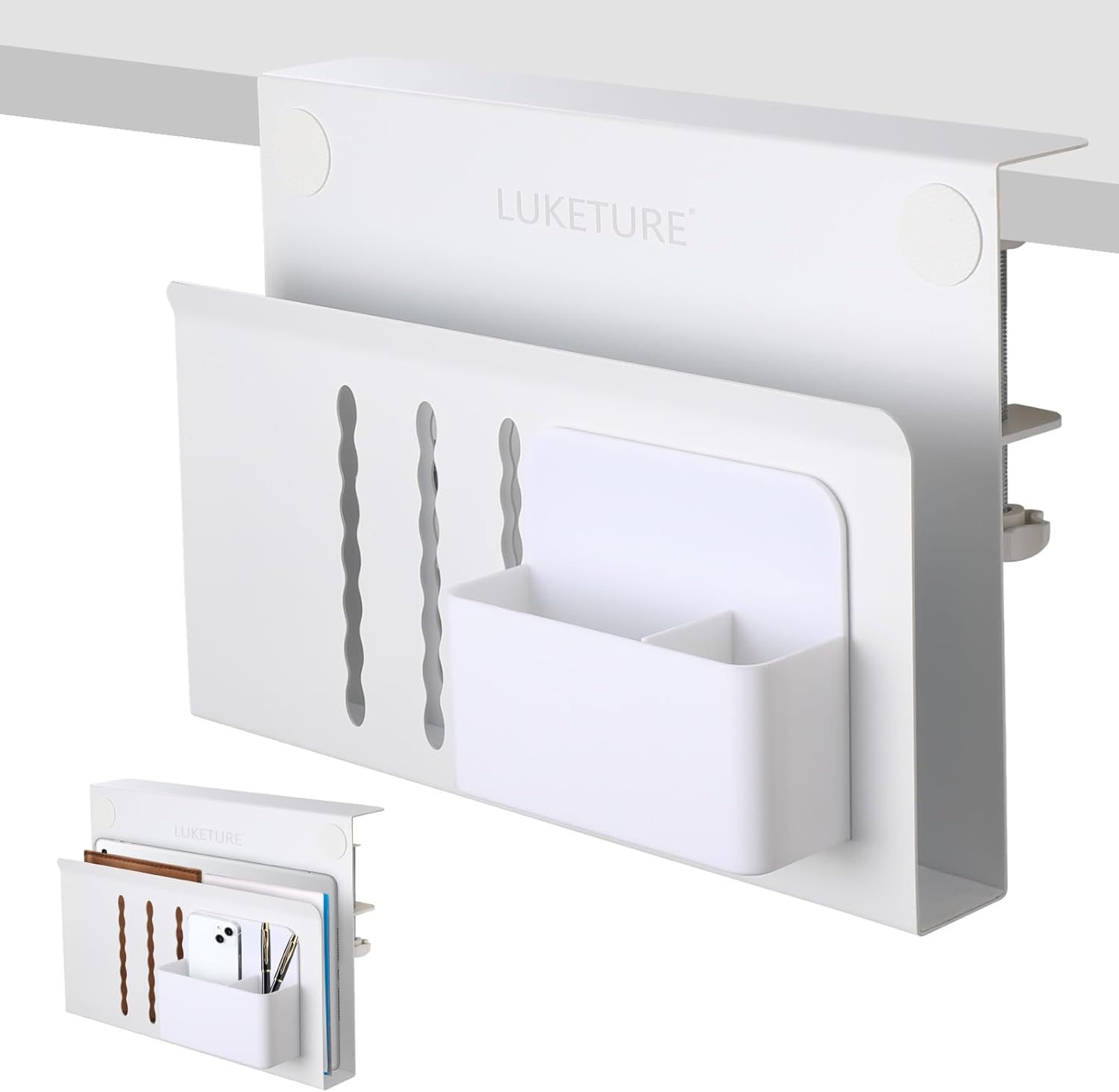 LUKETURE Clamp-On Laptop Mount: Space-Saving Desk Organizer