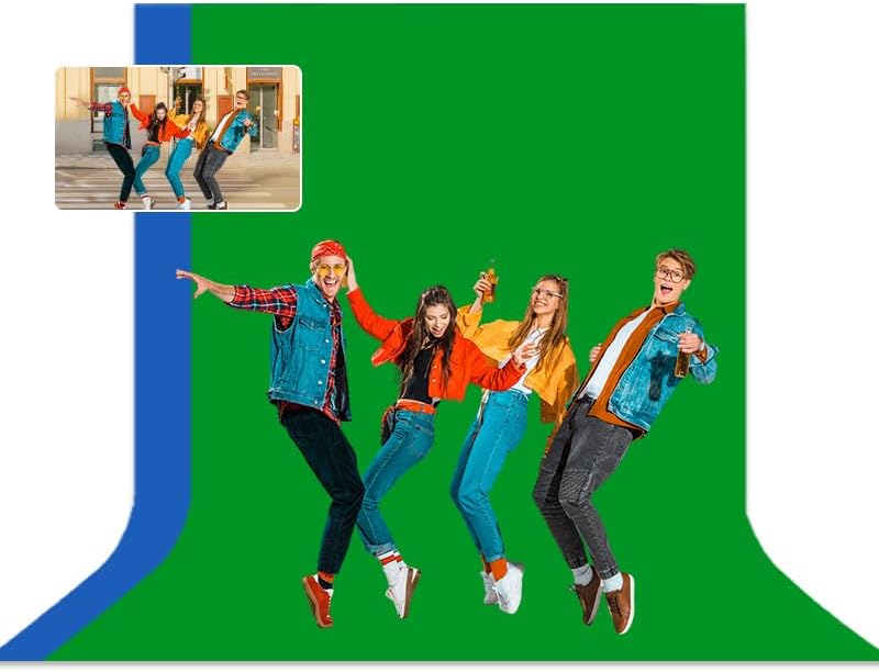 BEIYANG 10x10Ft Blue Green Backdrop Screen for Photography