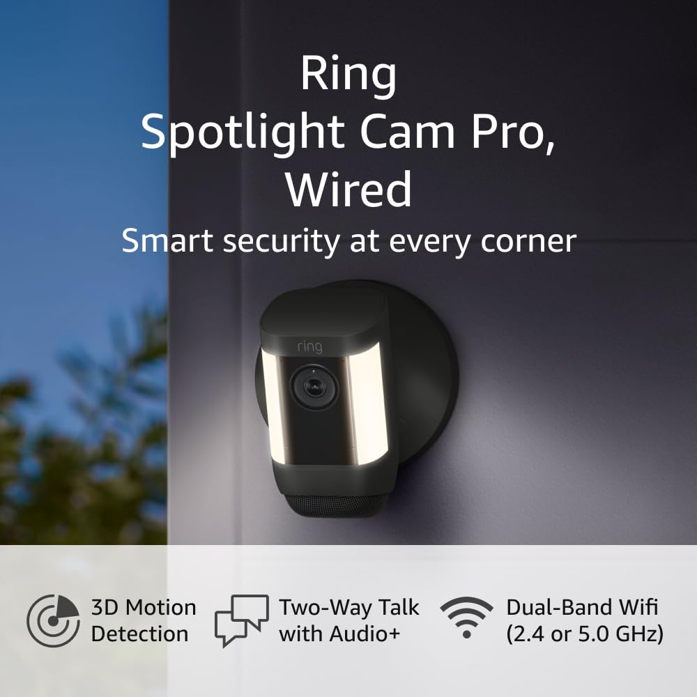 Ring Spotlight Cam Pro 3D Motion Detection - Black
