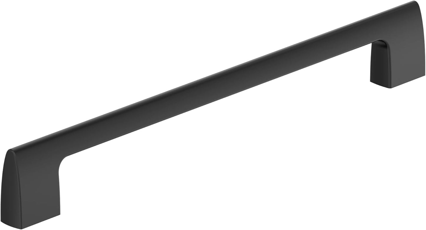 Amerock Riva 10-1/16 inch Matte Black Cabinet Pull for Modern Style
