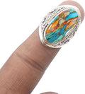 Solid 925 Sterling Silver Rings for Women - Turquoise Cocktail Ring