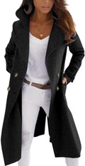 Elegant Double Breast Wool Blend Pea Coat for Women in Winter
