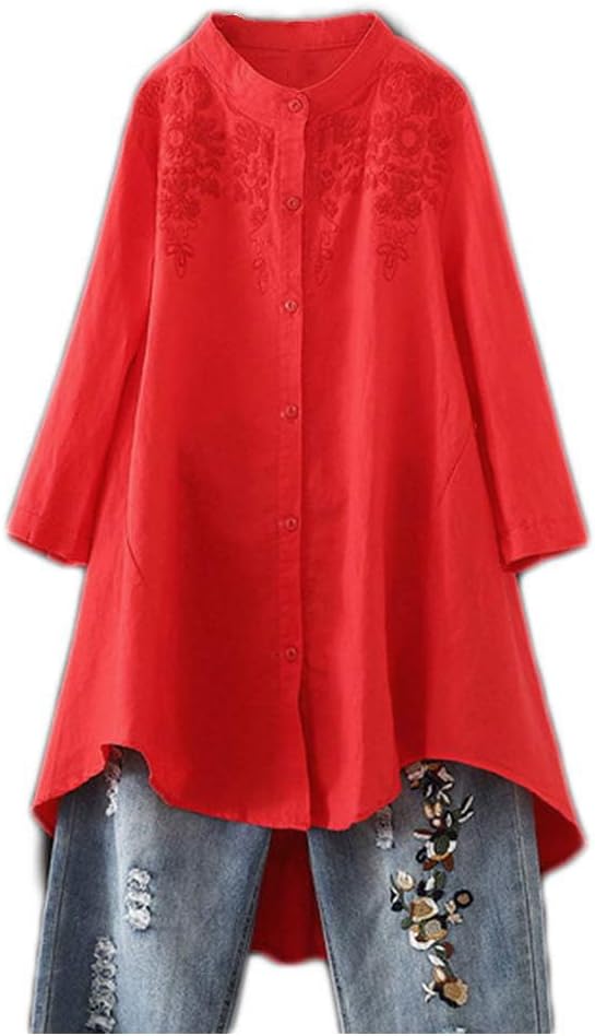 Minibee Women's Cotton Linen Shirt for Stylish Autumn Wear