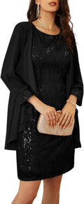 GRACE KARIN Women's Sequin Dress - Elegant Two Piece Knee Length
