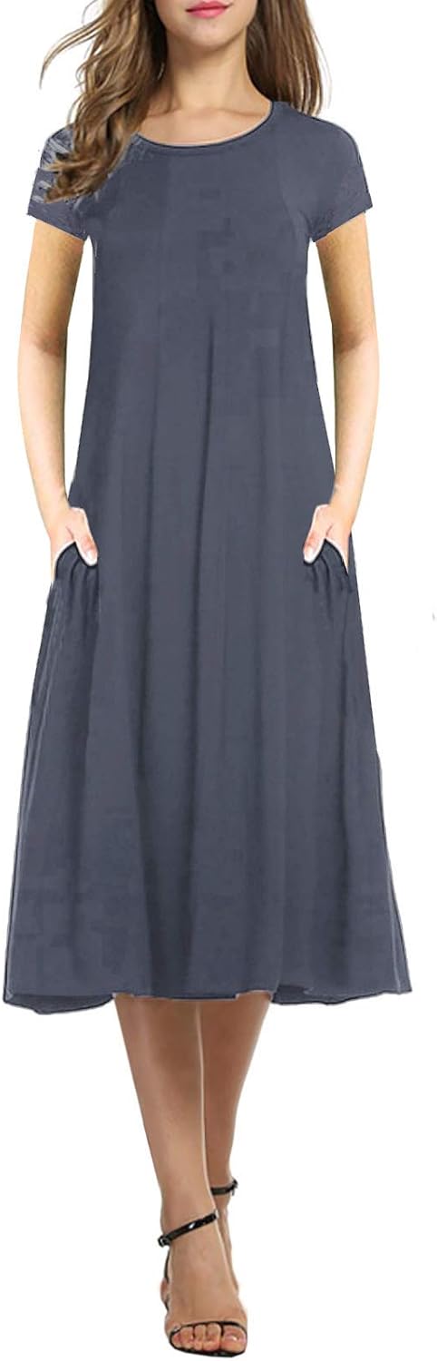 Casual Loose Pleated Long Dress for Women - Stylish Midi Dress