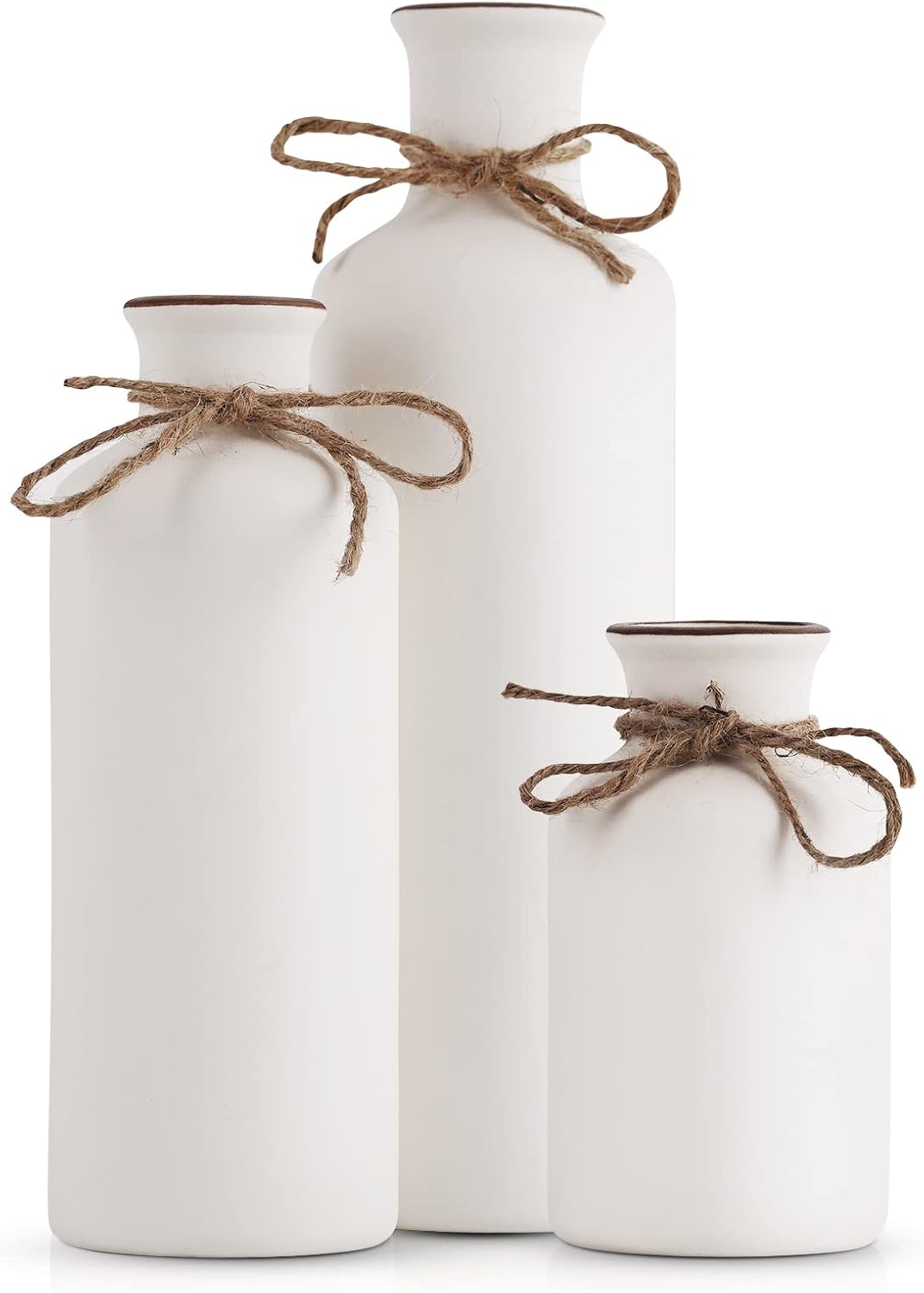 White Ceramic Vase Set - Modern Minimalist Decor for Home