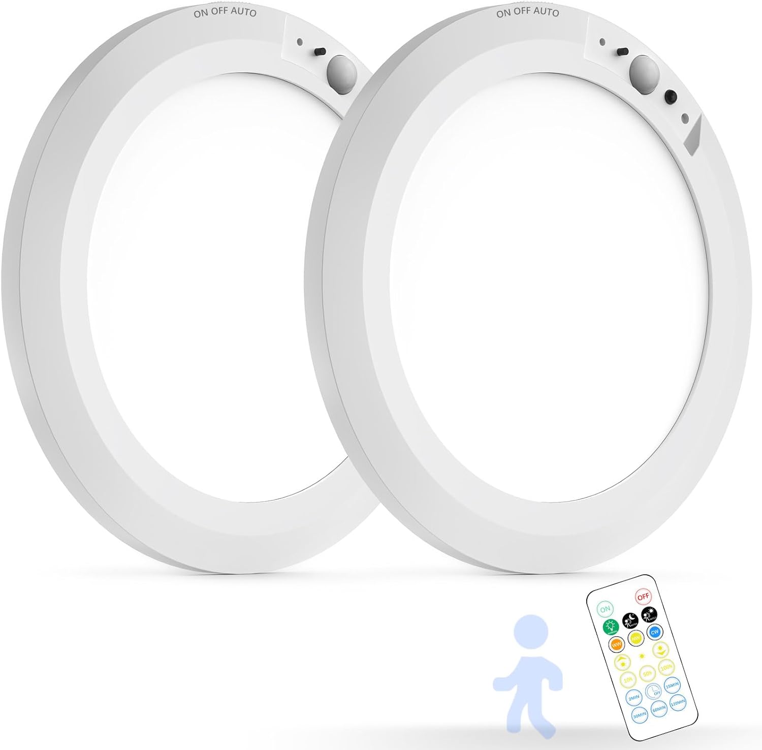 Battery Operated Motion Sensor LED Ceiling Lights Set of 2