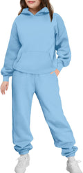Girls 2 Piece Hoodie Sweatsuit Set - Warm Oversized Pullover & Baggy