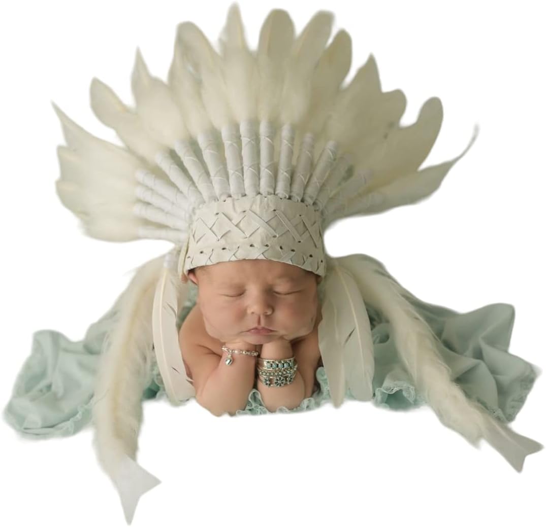 K20 Indian Style Baby Hat for Newborns - Charming Feather Cap