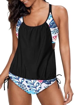 Dokotoo Womens 2023 Fashion Stripes Print Tankini Sets Swimwear