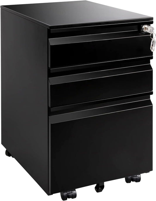 3 Drawers Filing Cabinet with Keys for Office Storage Needs