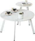 Outdoor Patio Coffee Table Set of 2 - Weather Resistant Round Nesting