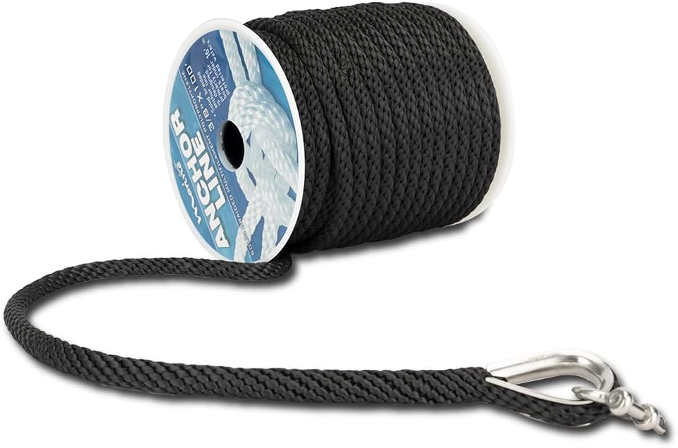 3/8 Inch 150FT Premium Solid Braid MFP Anchor Line for Boats