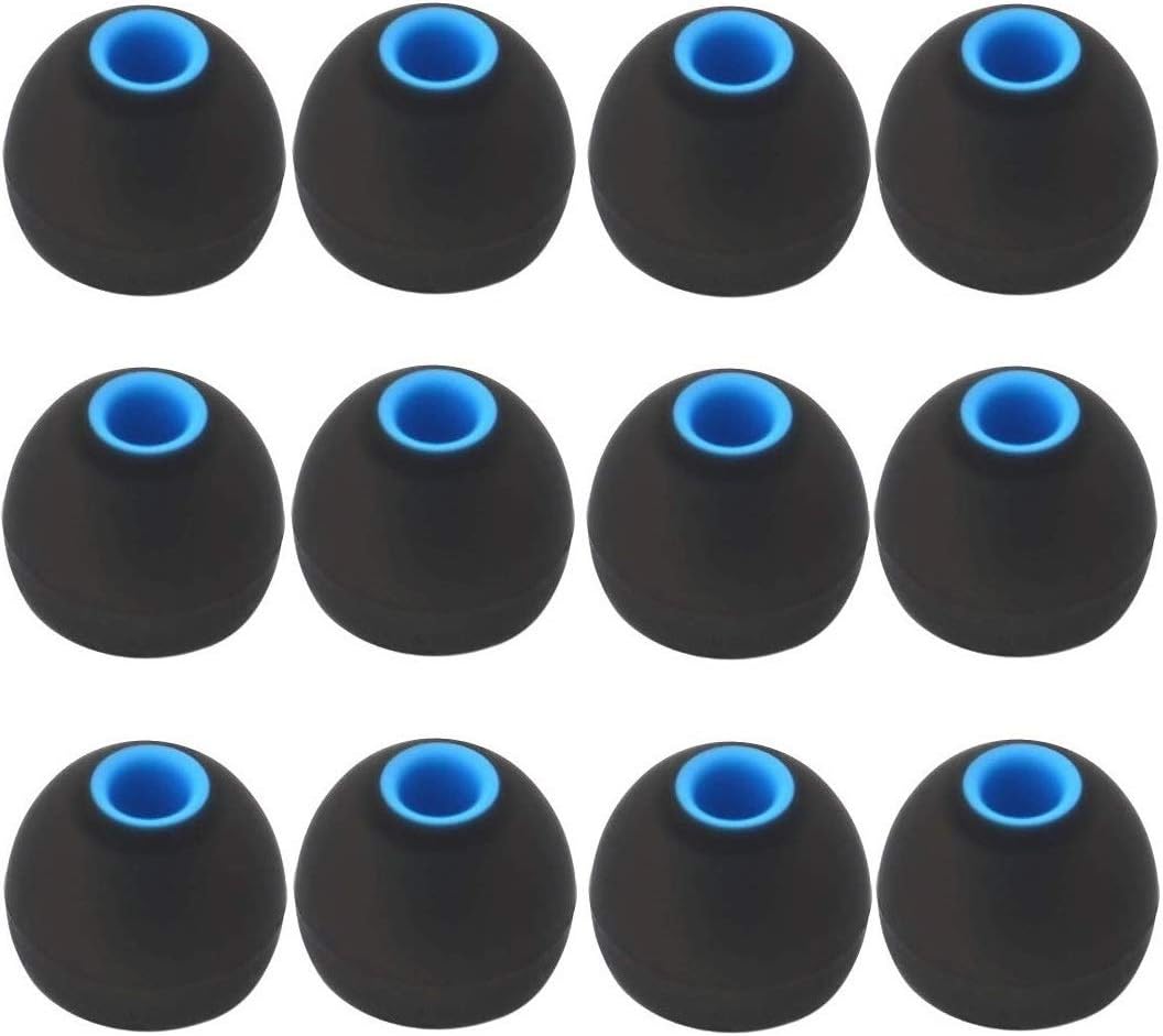 Enhance Comfort: 12 Large Replacement Ear Tips for BeatsX & More, Black-Blue by BLLQ
