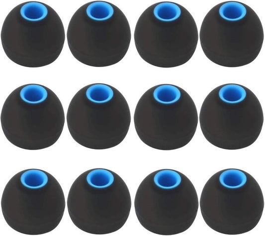 Enhance Comfort: 12 Large Replacement Ear Tips for BeatsX & More, Black-Blue by BLLQ